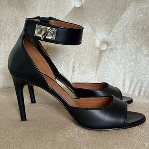 Givenchy Shark Black Leather Ankle Strap Heels